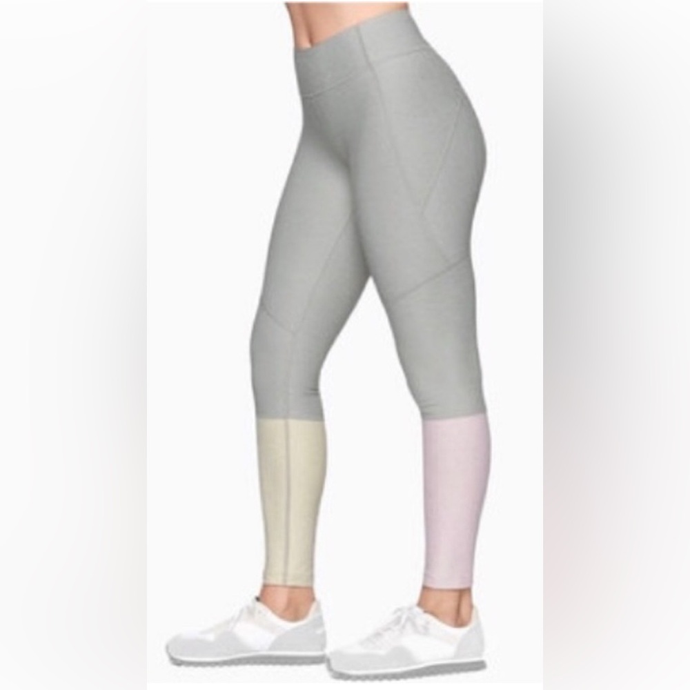 Outdoor Voices Women's Dipped Colorblock Grey Pink Warmup Leggings Size S
